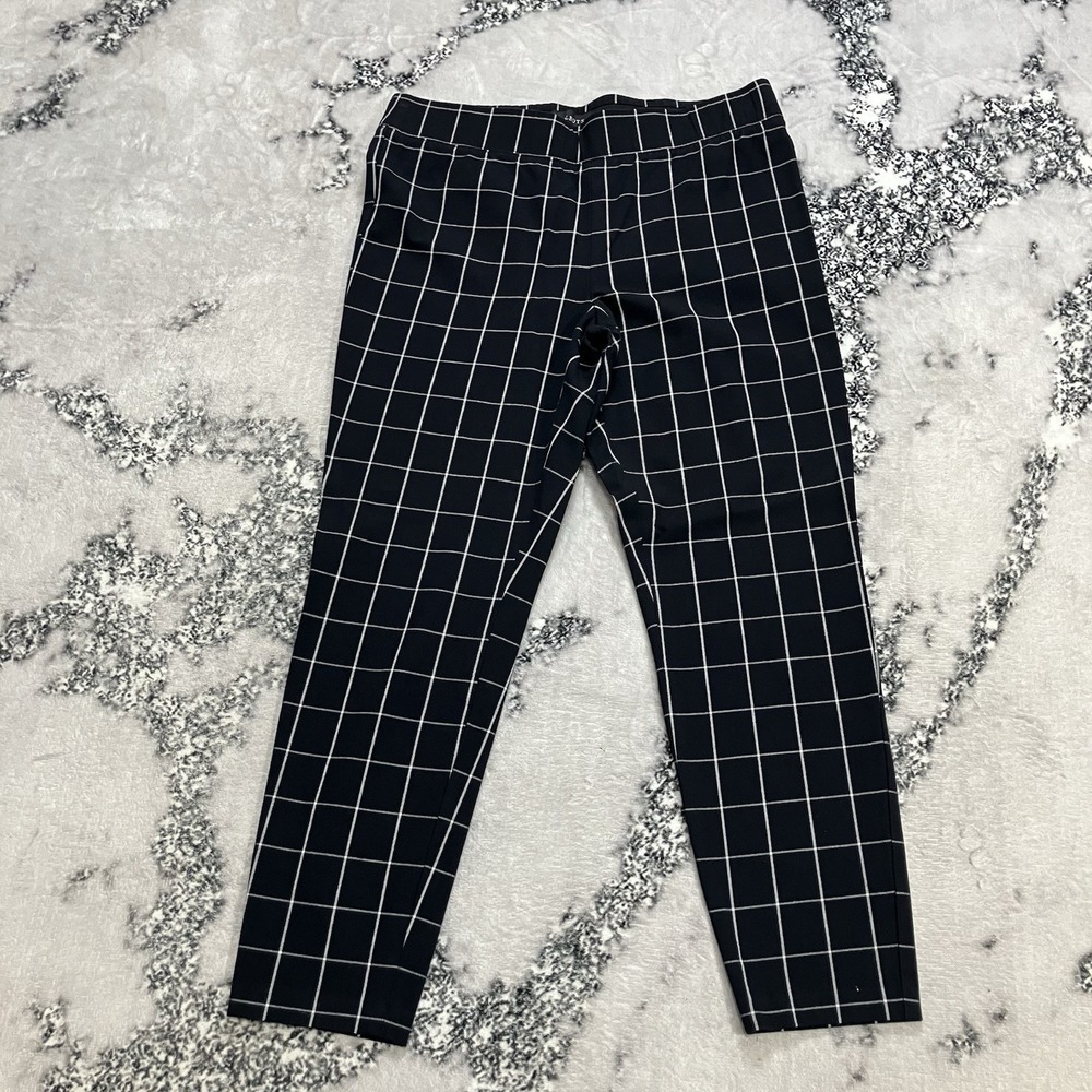 Talbots Windowpane Skinny Ankle Pants Womens Size 12 Navy Blue Stretch